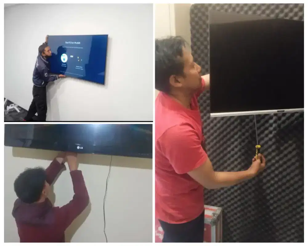 Pasangkan bracket dan Braket plus pasang terima rapih breket led tv