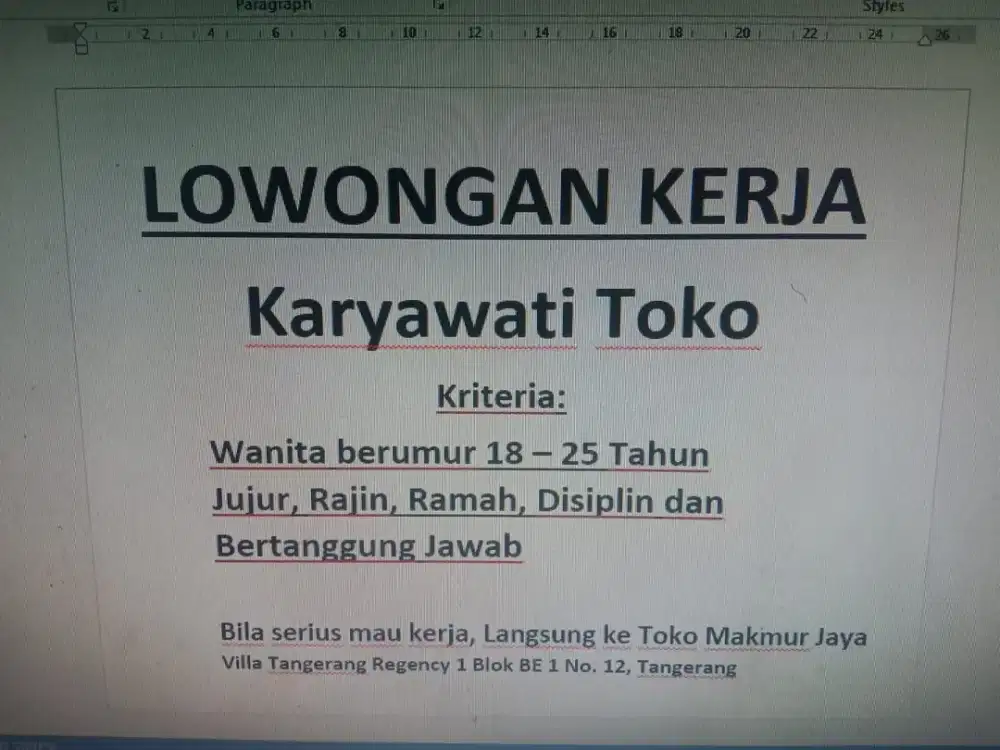 Lowongan kerja Toko
