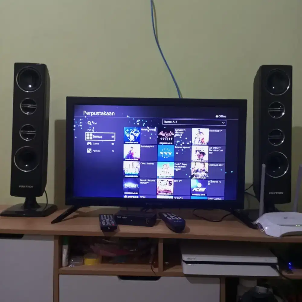 ‎Jual Sepaket PS4 slim & TV Polytron 24inc + Soundbar cinema