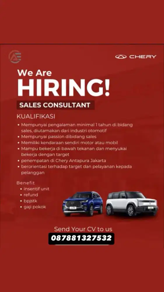 LOWONGAN SALES CHERY