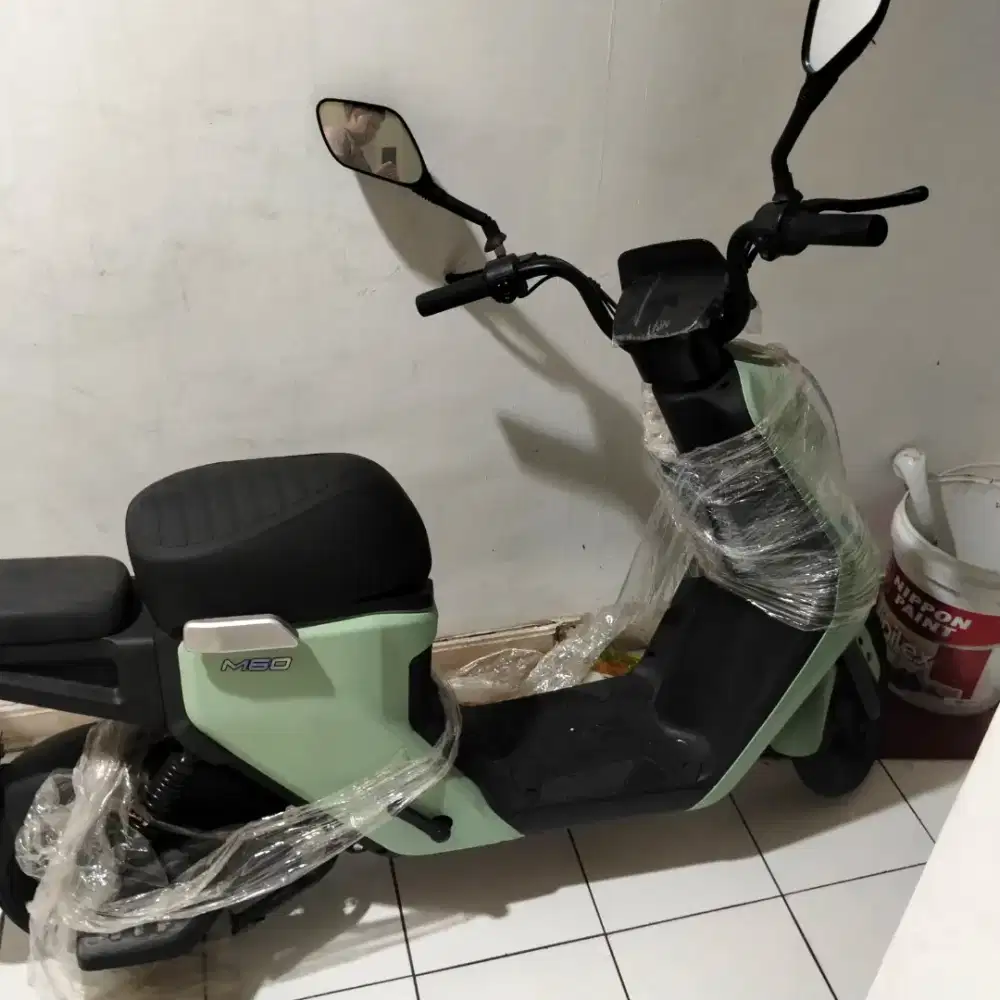 Di Jual sepeda listrik Uwinfly M60 berwarna hijau muda.