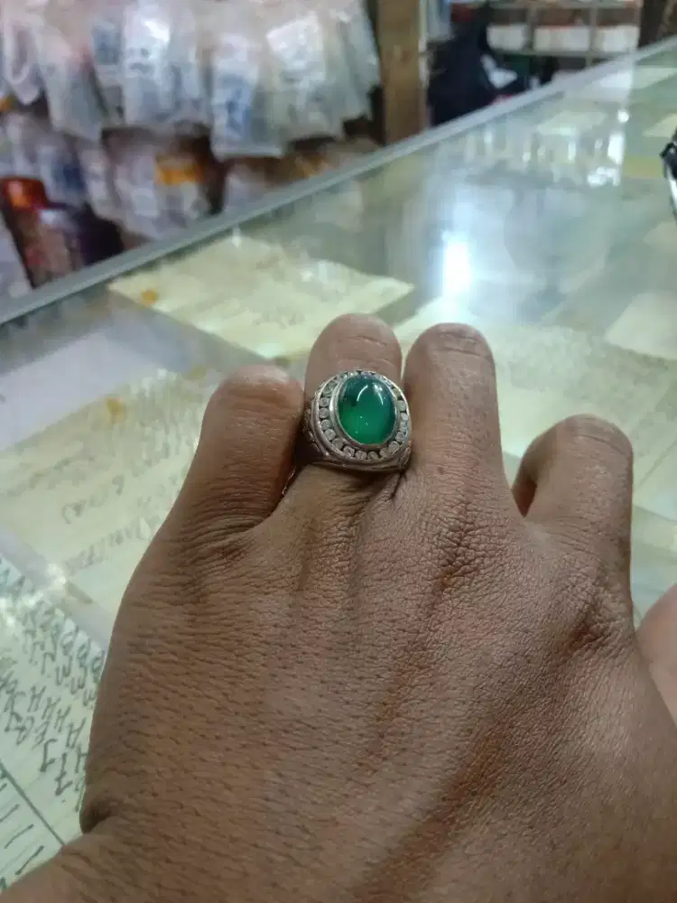 Ring perak bacan majiko hijau