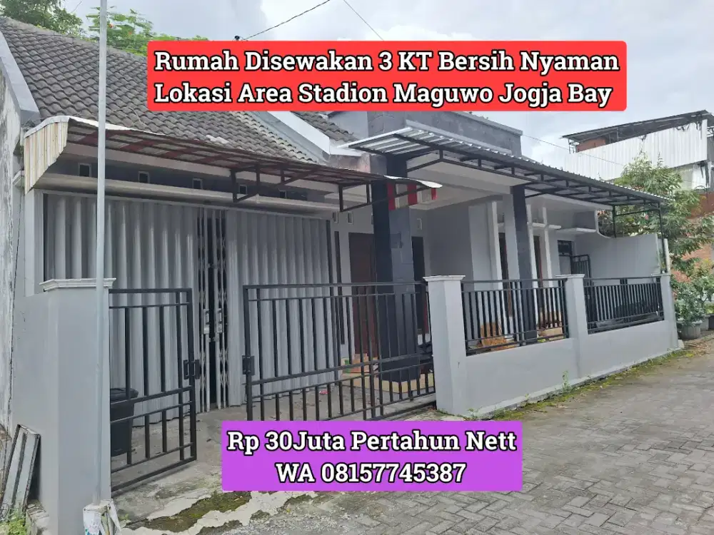 RUMAH KONTRAKAN MAGUWO STADION JOGJA BAY 3KT 30JUTA NETT