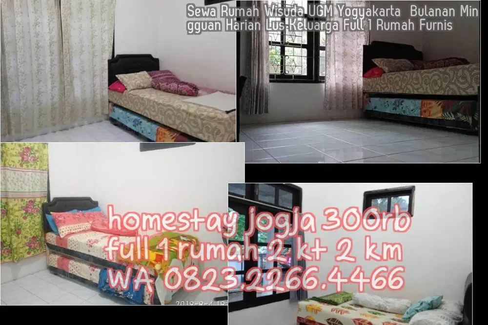 Sewa Rumah Wisuda UGM Yogyakarta  Bulanan Mingguan Harian Lus Keluarga