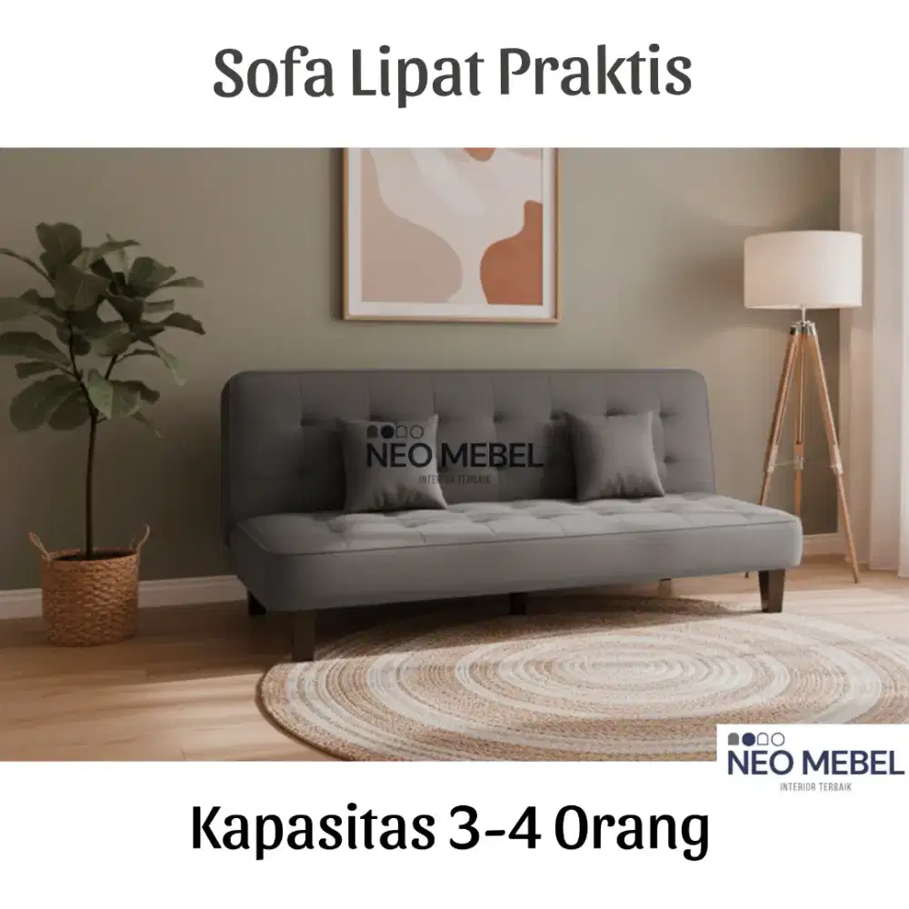 Sofa bed minimalis & praktis. Bisa 3 posisi. Duduk, santai, tidur
