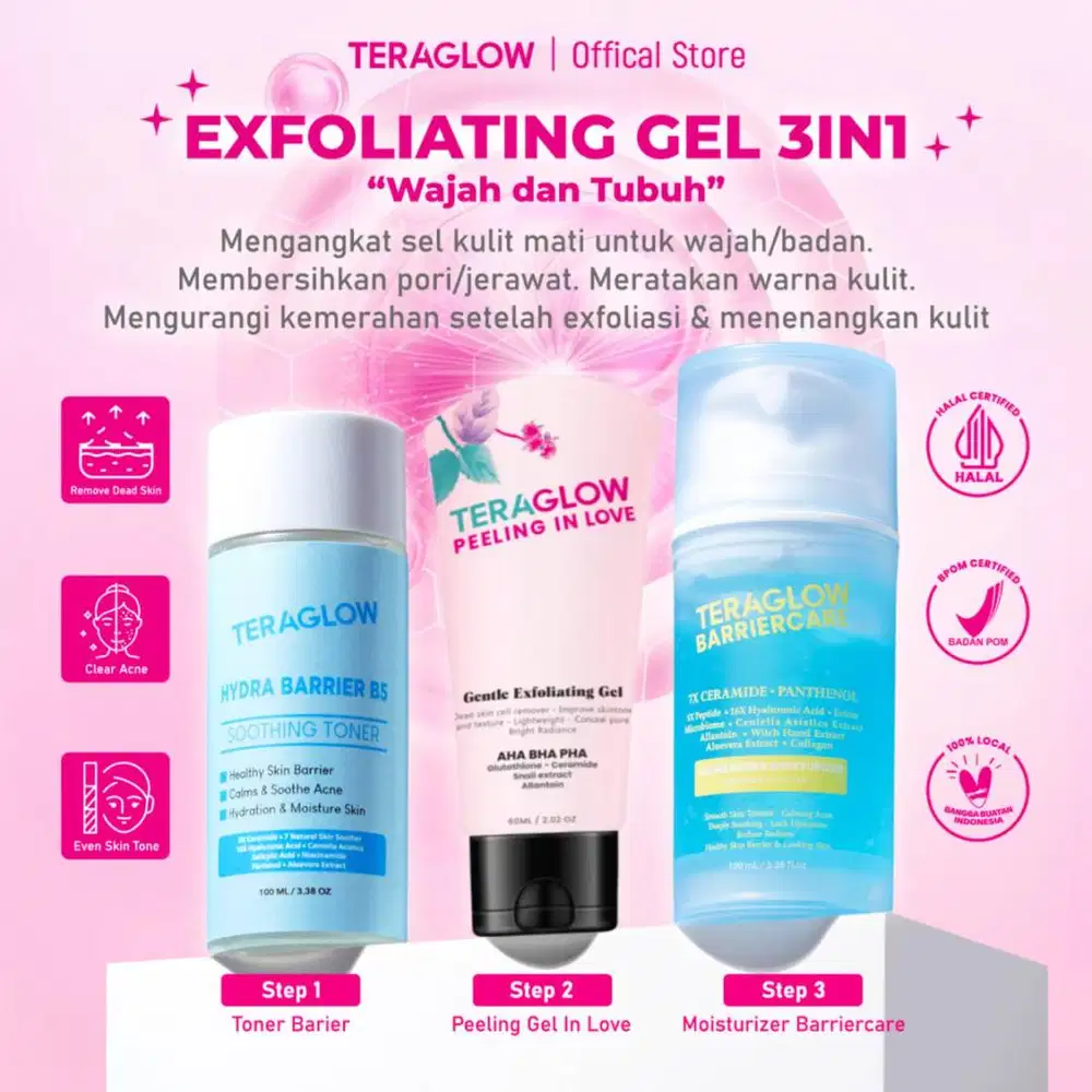 TERAGLOW Peeling Set 3 – AHA BHA PHA + 16x Hyaluronic + 5x Peptide