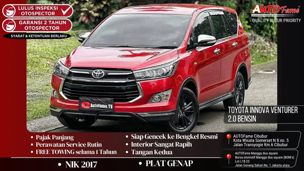 Toyota Innova Venturer 2.0 Bensin Automatic NIK 2017 Red On Black