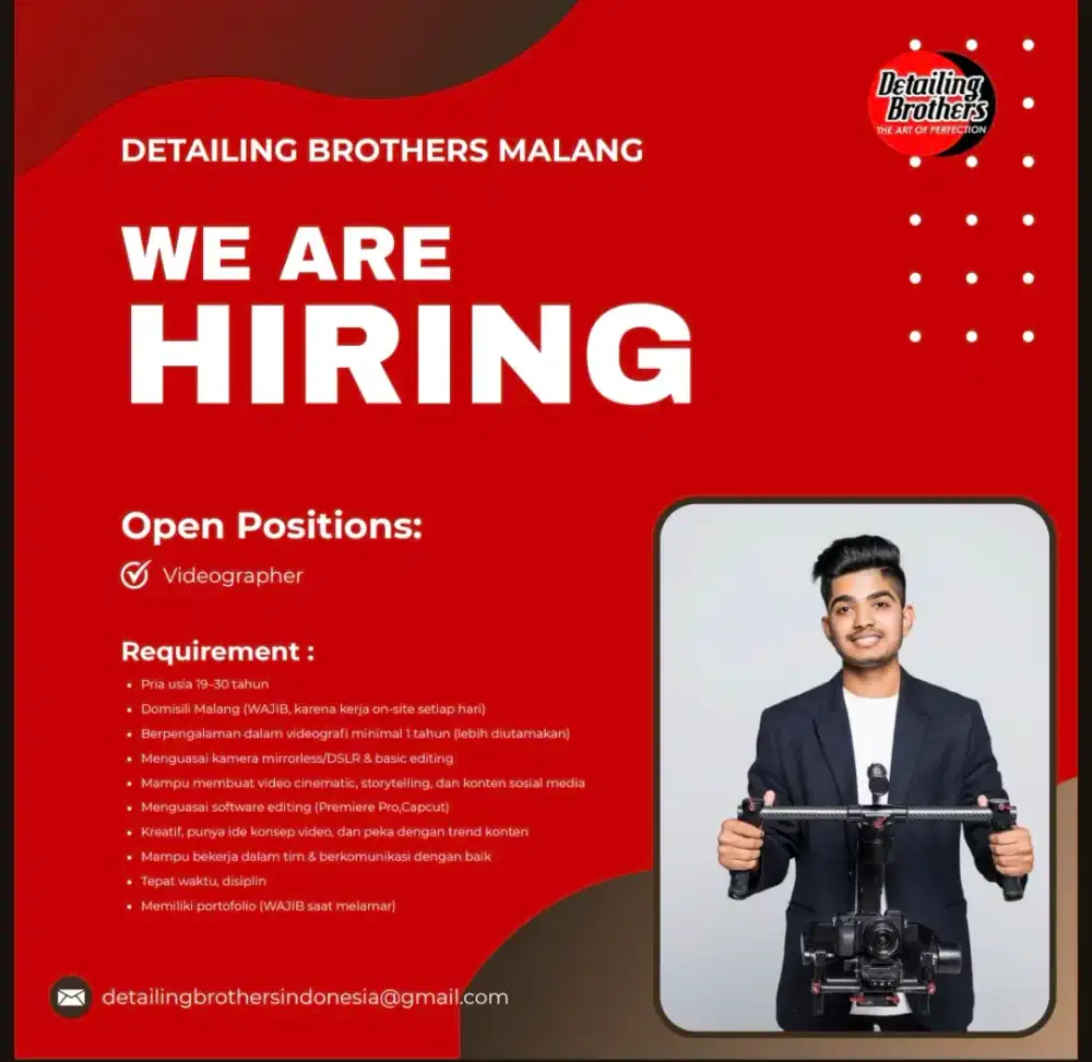 Dibutuhkan Videographer Segera