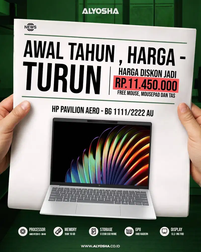 HP Pavilion Aero 13 bg0111AU bg0222AU/AMD Ryzen 5-8640U/16GB/512GB SSD