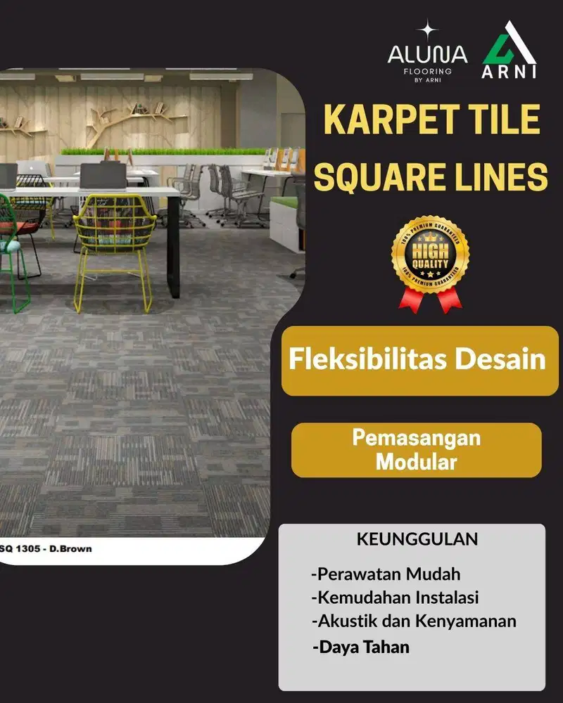 Karpet TIle Squarlines Ukuran 50cm x 50cm | Karpet Tile Premium |