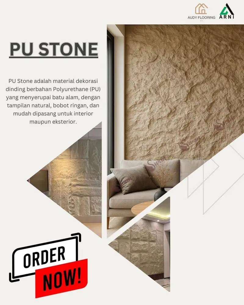 PU Stone Motto | Hiasan Dinding Menyerupai Batu Alam | Replika Batu Al