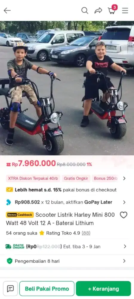 Skuter listrik herly mini 800 watt