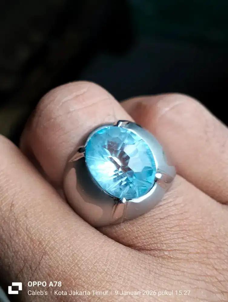 Permata blue topaz Swiss uk 7 monel special custom