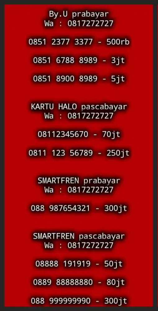 NOMOR CANTIK KOLEKSI by.U | KARTU HALO | SMARTFREN