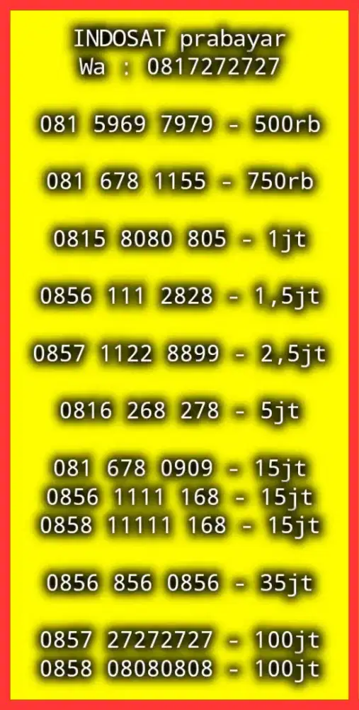 NOMOR CANTIK KOLEKSI INDOSAT