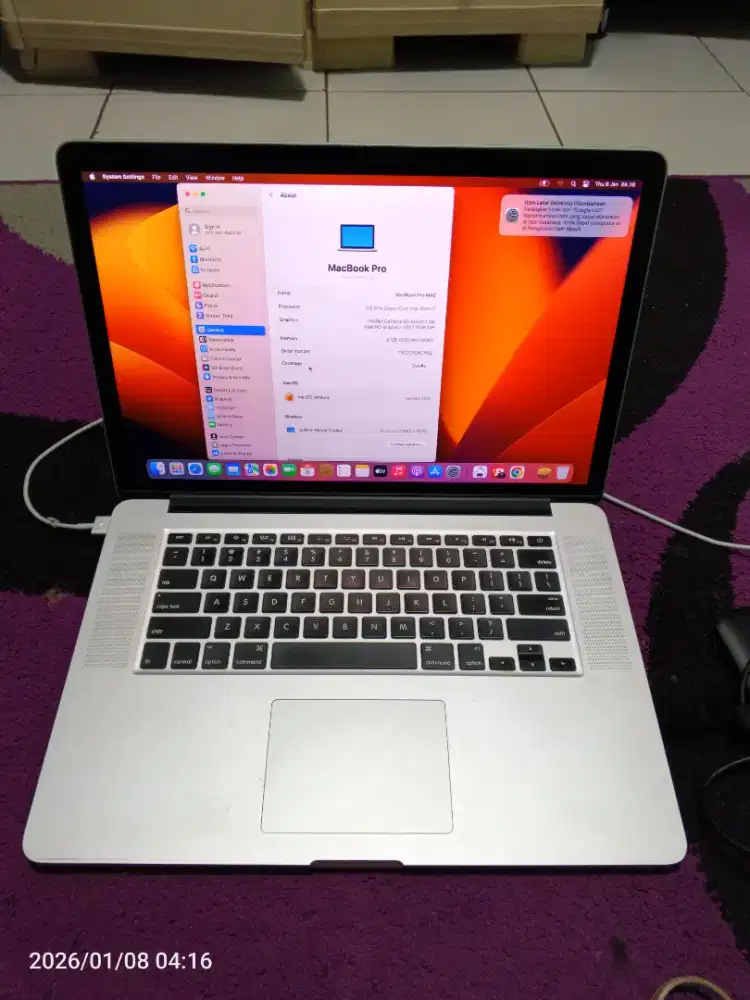 Macbook pro 15 inch 2012 Late Akhir