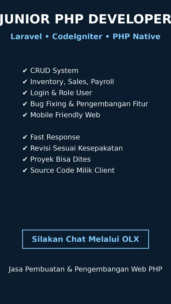 Jasa PHP Developer | Laravel & CodeIgniter | Web UMKM