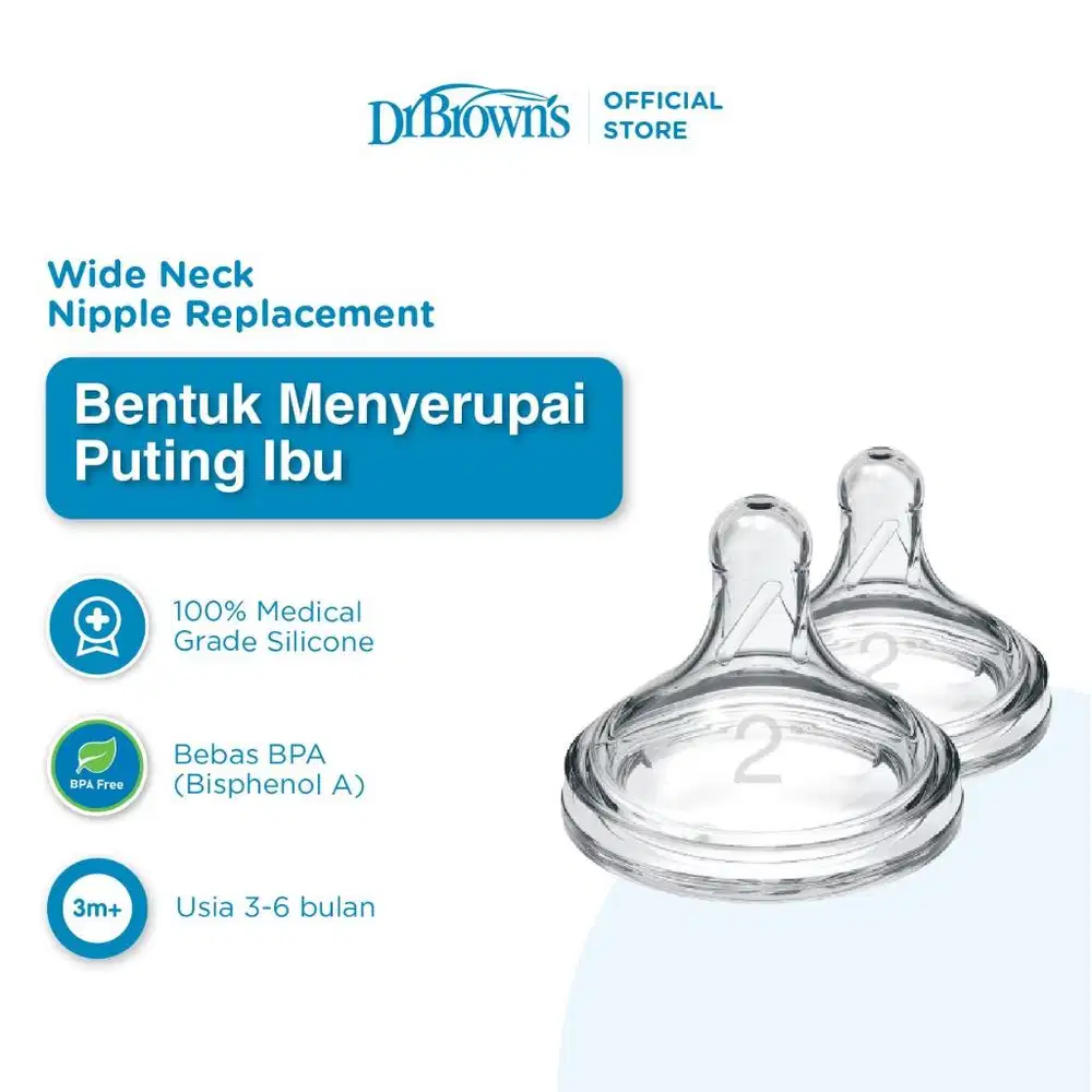 [4 pcs] Dr. Brown's Anti Colic Wide Neck Teat Options+ level 2