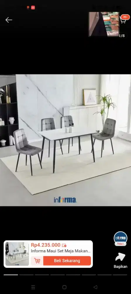 Jual rugi set meja makan baru gress