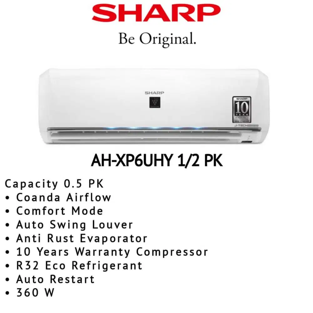 AC 1/2PK SHARP AH-XP6UHY INVERTER