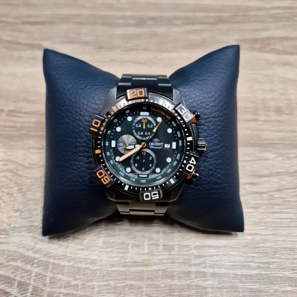 [NEGO] Jam Tangan Orient FTT16001F Chronograph Black Dial Black