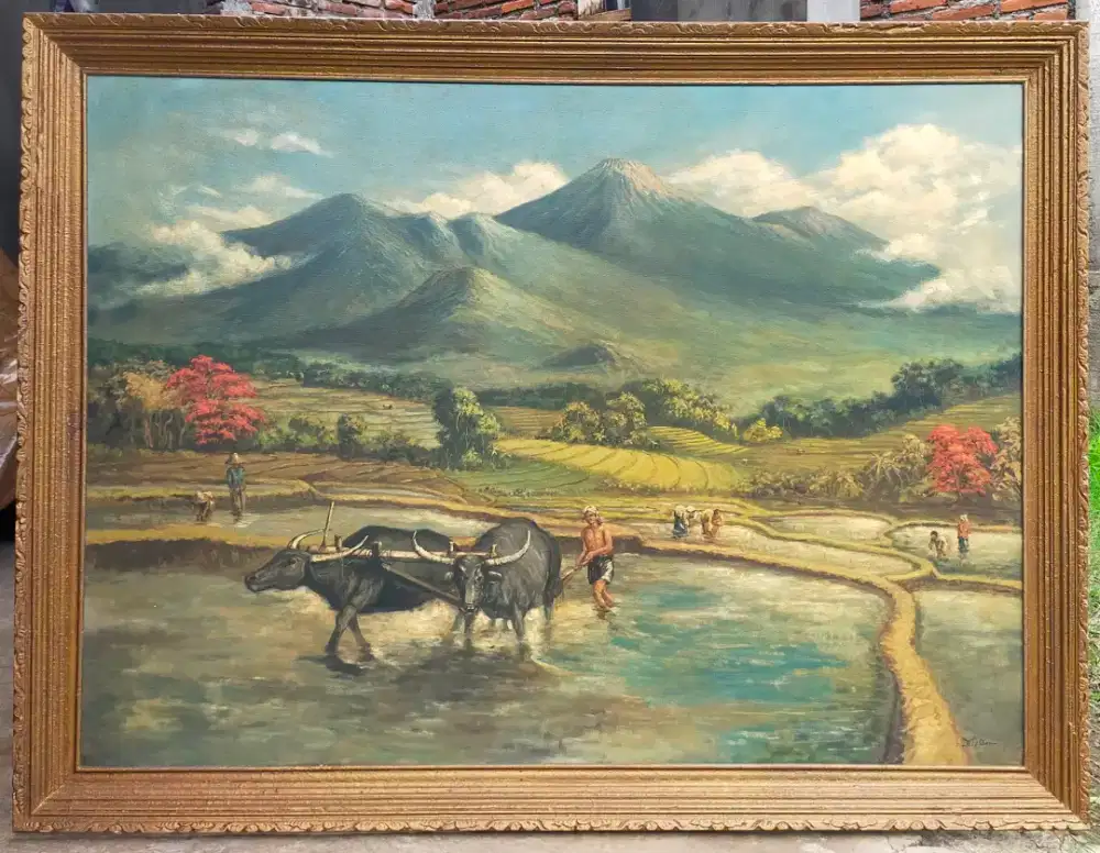 Lukisan Kuno Vanderdoes ( Petani Membajak Sawah)