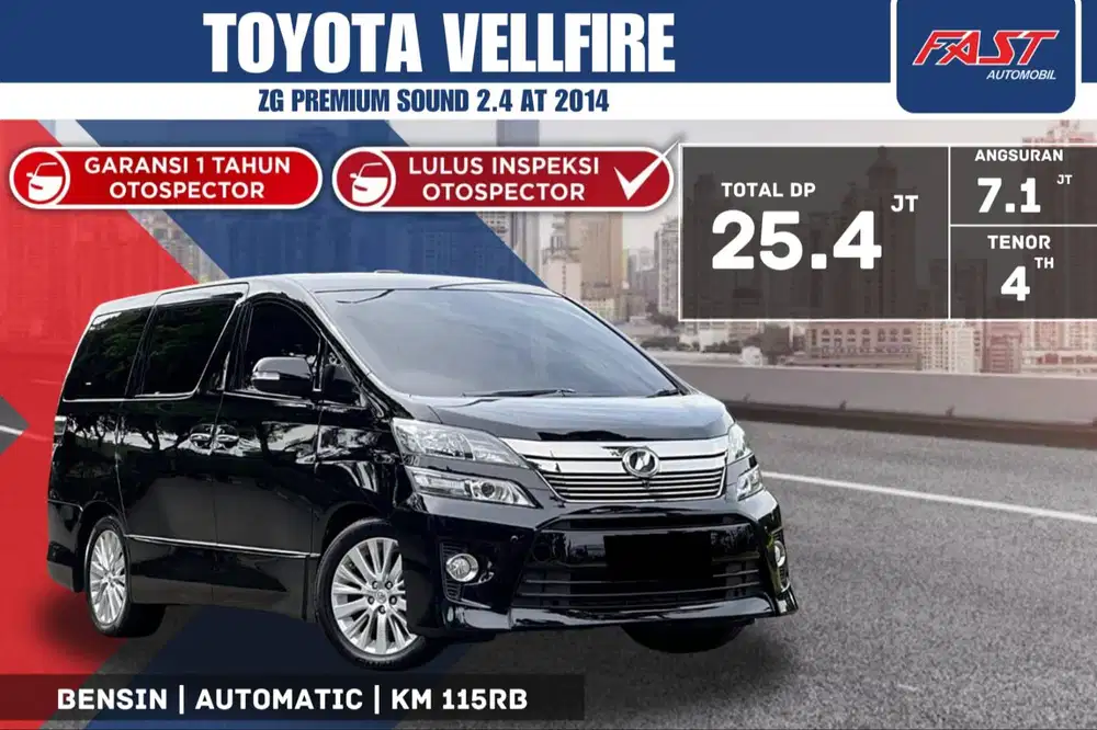 TOYOTA VELLFIRE ZG PREMIUM SOUND 2014 2.4 AT PILOT SEAT & PAJAK PANJAN