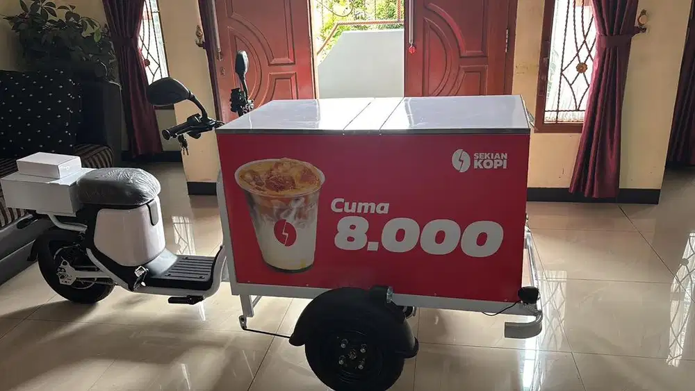 Gerobak sepeda listrik untuk jualan kopi keliling
