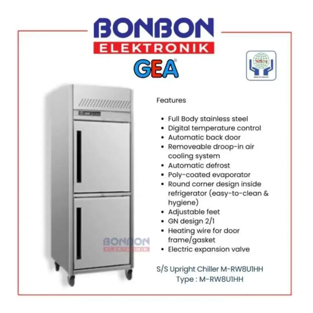 Upright chiller 2 pintu M-RW8U1HH Brand GEA Bekas