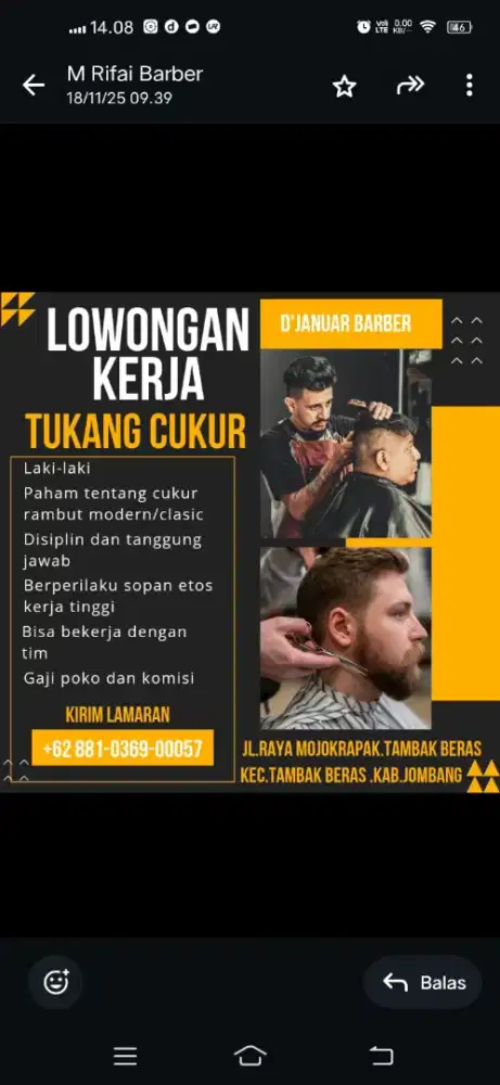Dibutuhkan tukang potong rambut/hairstylist.