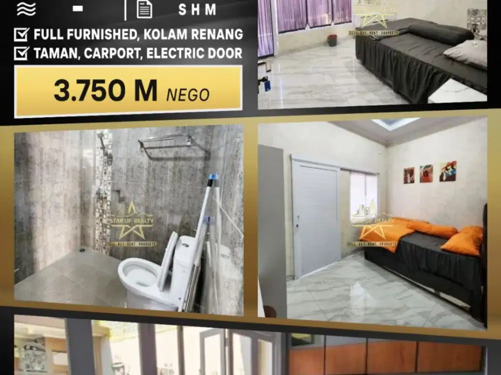 3,75 M Dijual Rumah Full Furnished di kompleks Budi Indah lt 210 lb 258 ada kolam renang kt 5 km 4