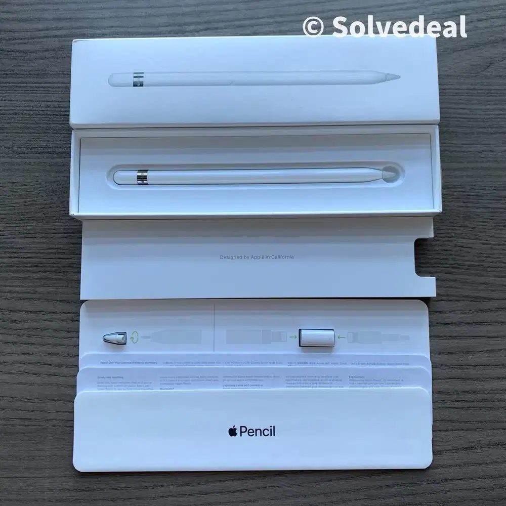Apple Pencil Gen 1 Fullset USB-C Adapter Baterai Awet