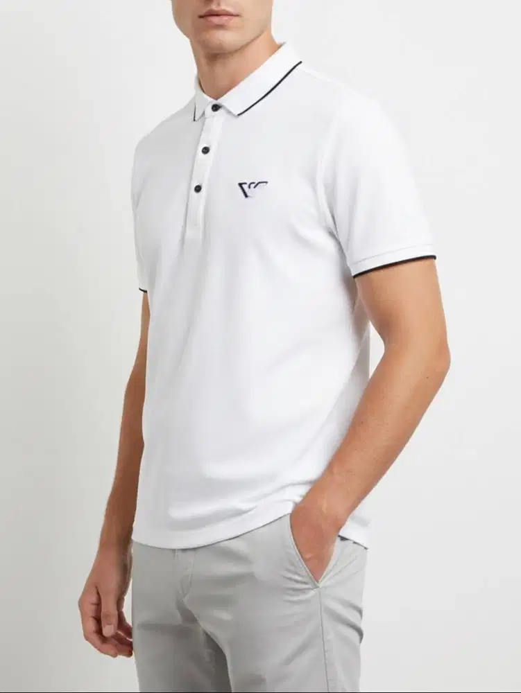 EMPORI0 ARMANI MEN SLIM FIT MICRO EAGLE TIPPED POLO SHIRT (M)