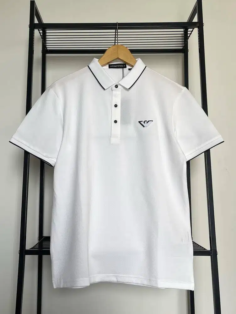 EMPORI0 ARMANI MEN SLIM FIT MICRO EAGLE TIPPED POLO SHIRT (M)