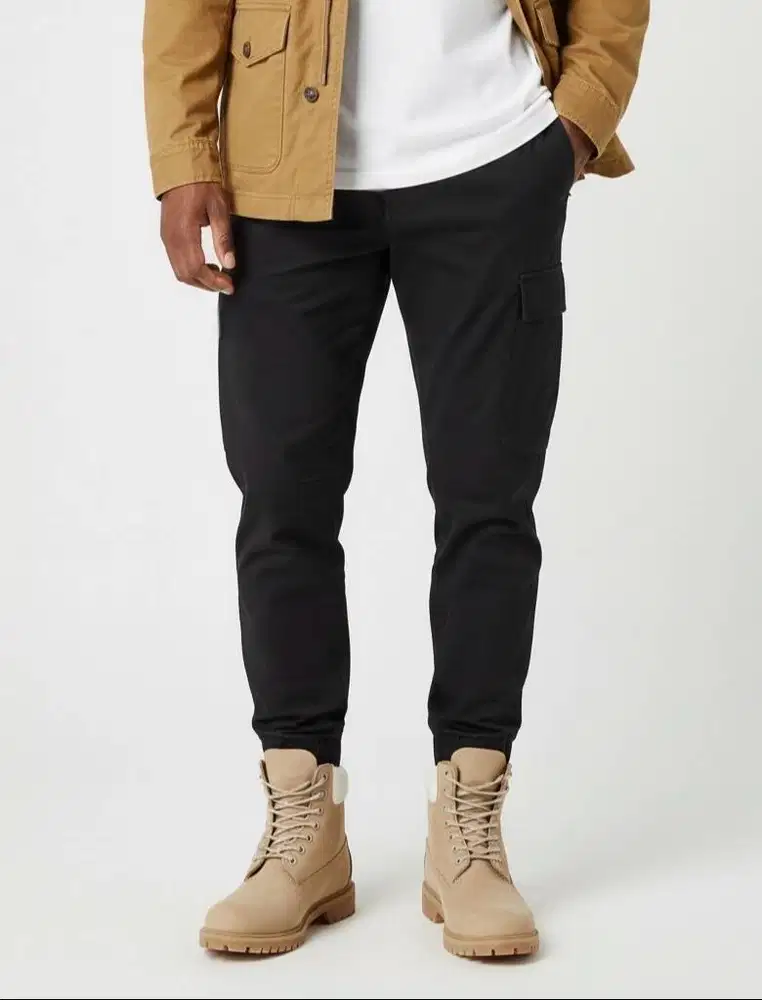 TIMBERLAND MEN’S RIPSTOP JOGGER CARGO PANTS - BLACK (33-35)