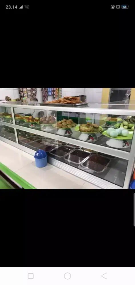 Jual cepat meja leter L untuk etalase warteg