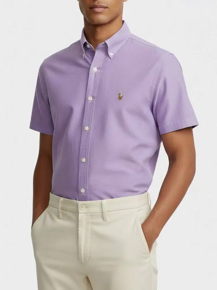 POLO RALPH LAUREN MEN BUTTON DOWN OXFORD SHIRT - LILAC (L)
