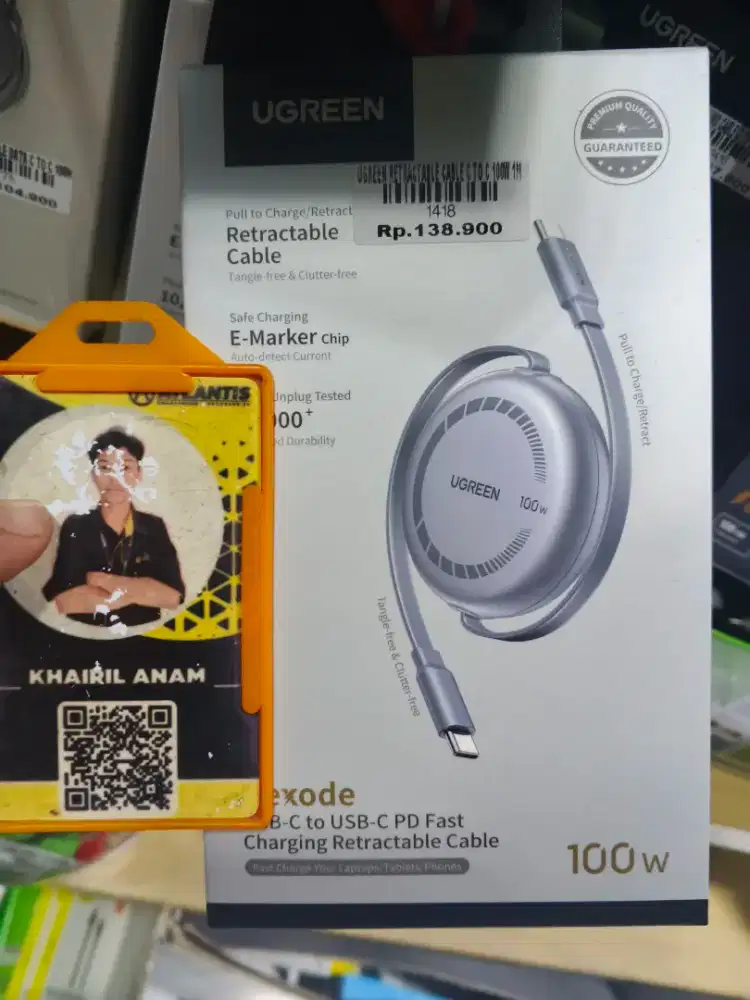 UGREEN RETRACTABLE CABLE C to C 100W 1m