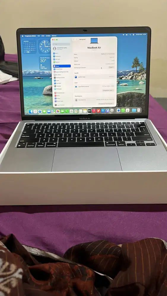 Macbook Air M1 8GB/256GB (Like New, Baterai Health 100%, CC = 54x)