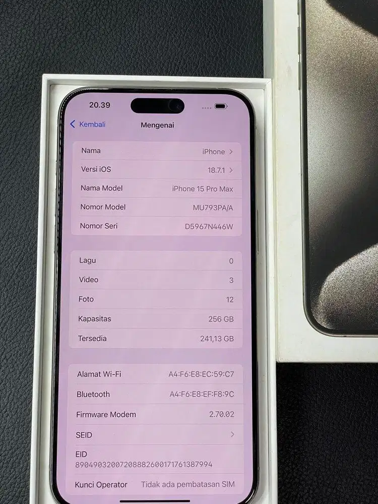 Iphone 15 promax 256gb ibox