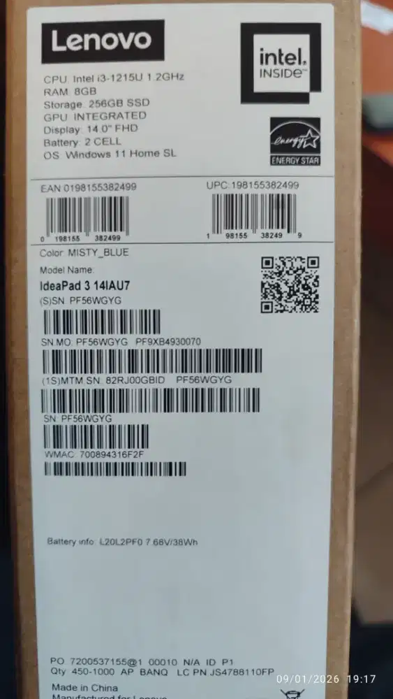 Laptop Lenovo Intel i3 like a new masih bergaransi