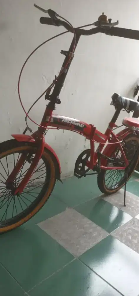 Sepeda lipat merah UK roda 20inch