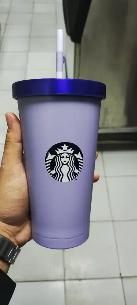 tumbler starbucks stanley purple straw size 16oz or grande