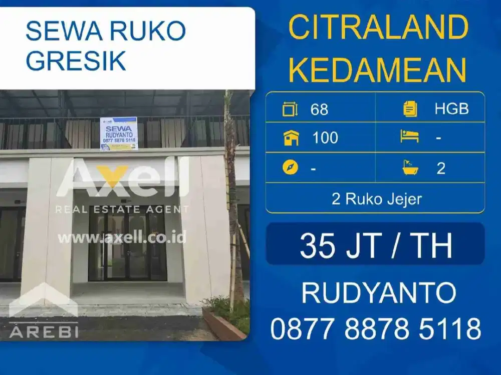 Ruko Kedamean Gresik Disewakan