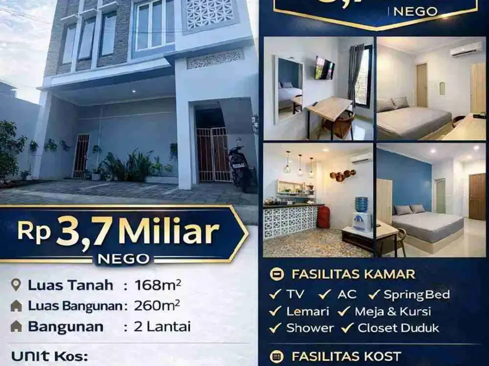 KOS EKSKLUSIF 14 KAMAR – SELALU FULL – INVESTASI SIAP JALAN