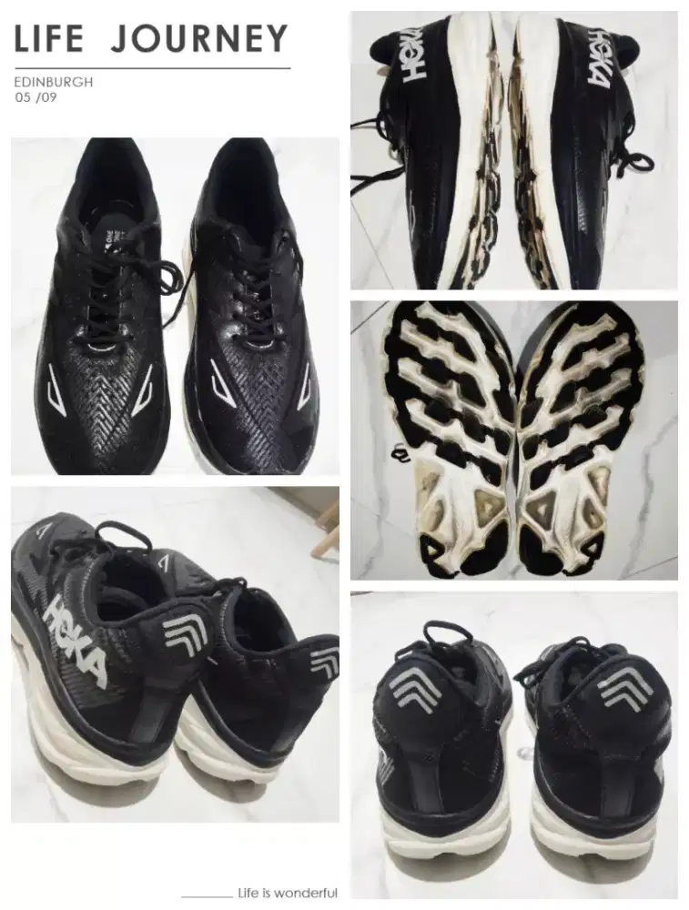 Sepatu running hoka one clifton 9 vietnam 43/42 fit jrg pake