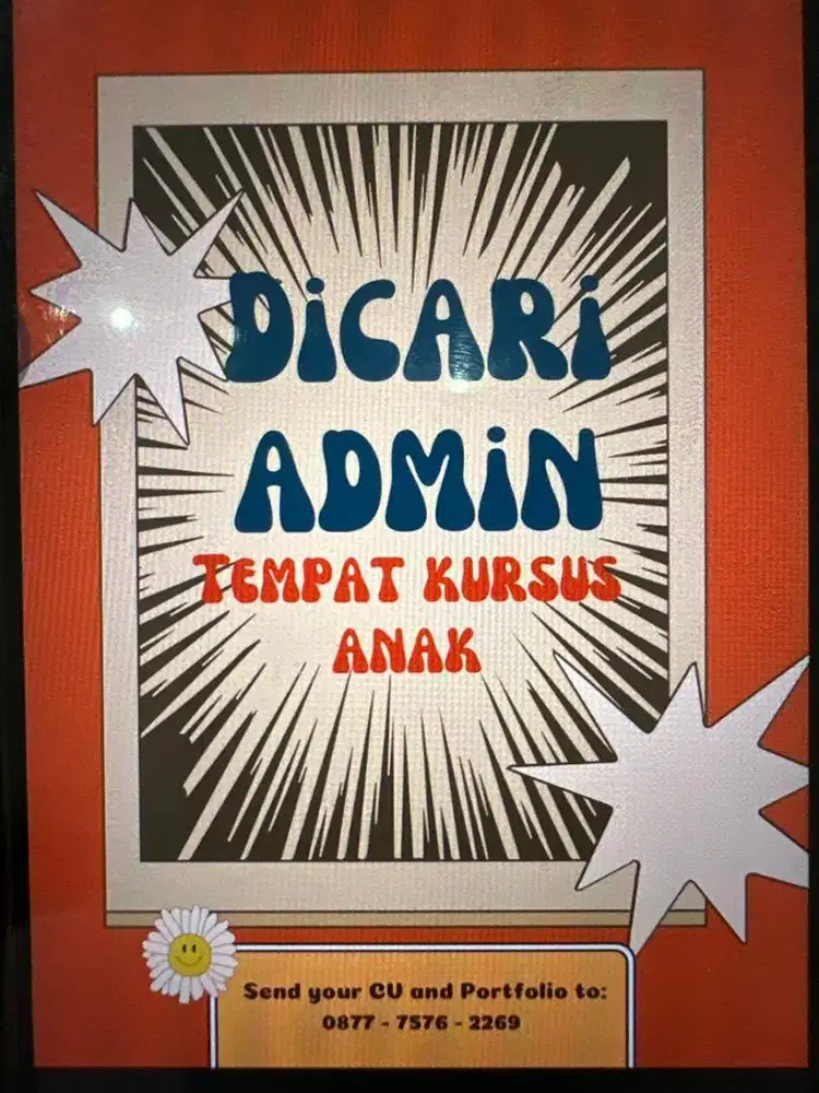 Dicari Admin tempat kursus anak-anak