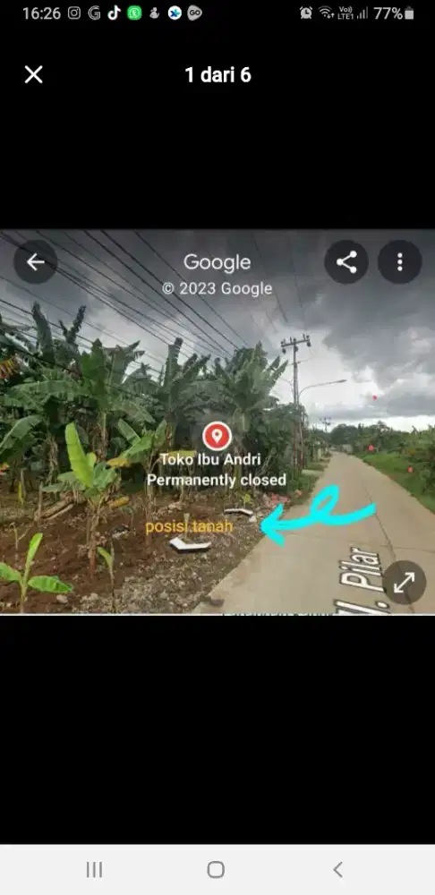 Dijual cepat. Tanah seluas 1200m