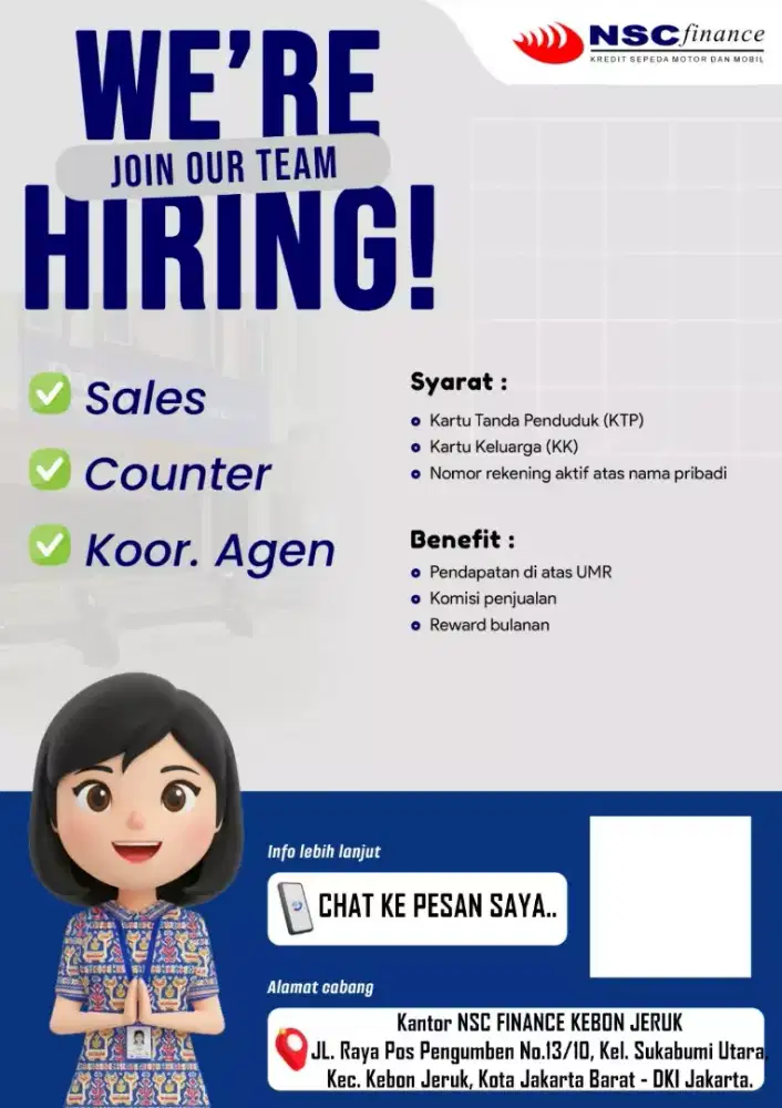 (LOKER) Lowongan Pekerjaan SALES MARKETING - NSC Finance
