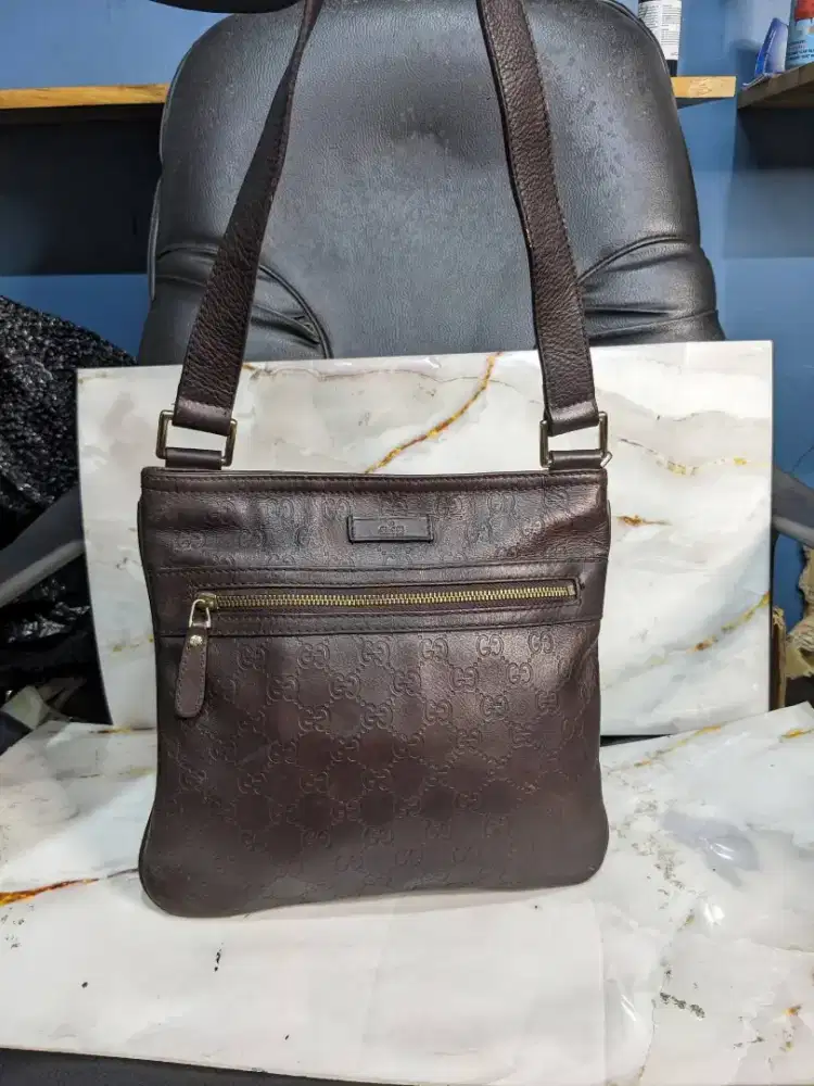 GUCCI Impreme 295257 Brown Leather Shoulder Bag 100% ORIGINAL